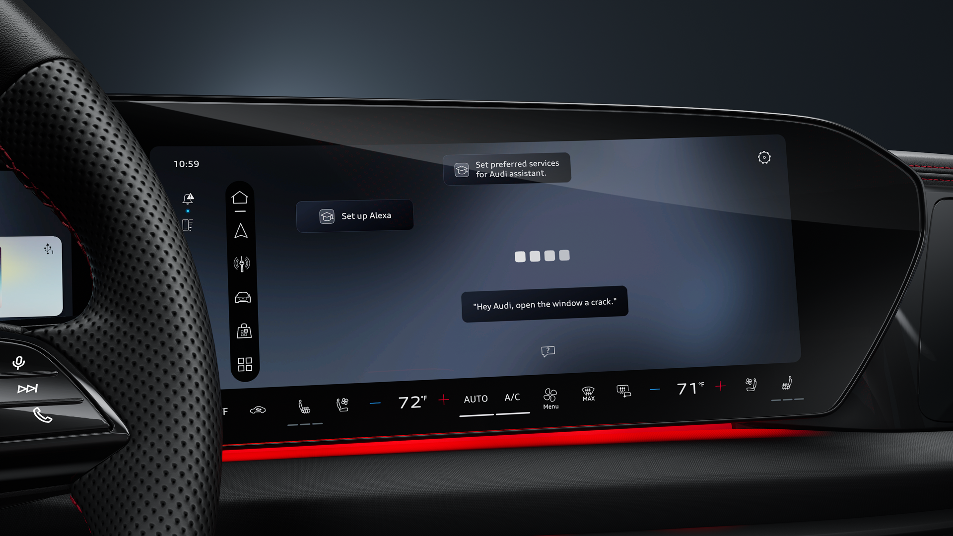 Close-up of the driver display with the Audi assistant.