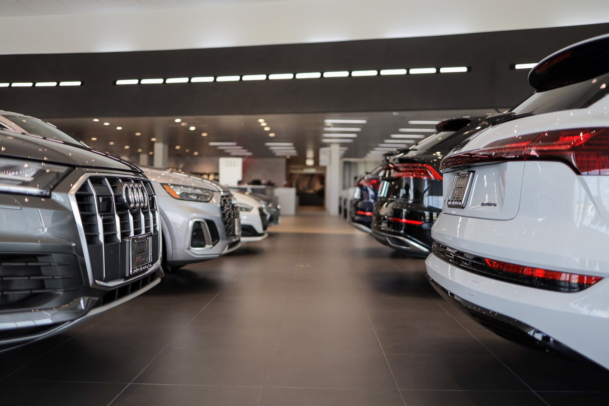 wide view of the Audi West Houston showroom
