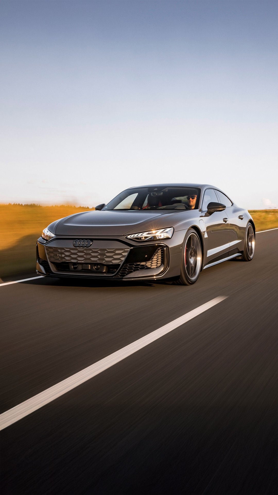 Three quarter view of an Audi A6 on the highway