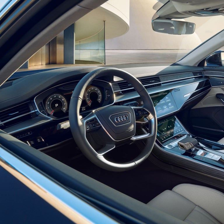 Interior cabin view of the Audi A8.