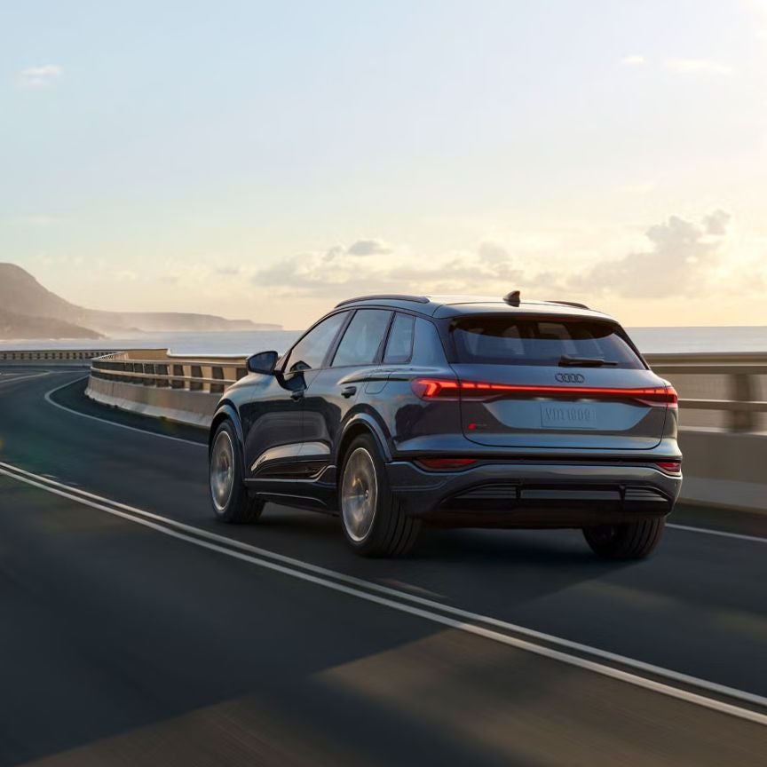 Image of the rear of the 2025 Audi Q6 on highway