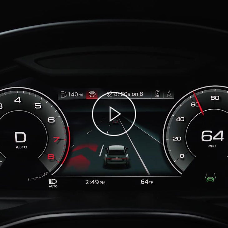 Close up on the area view feature in an Audi vehicle. 