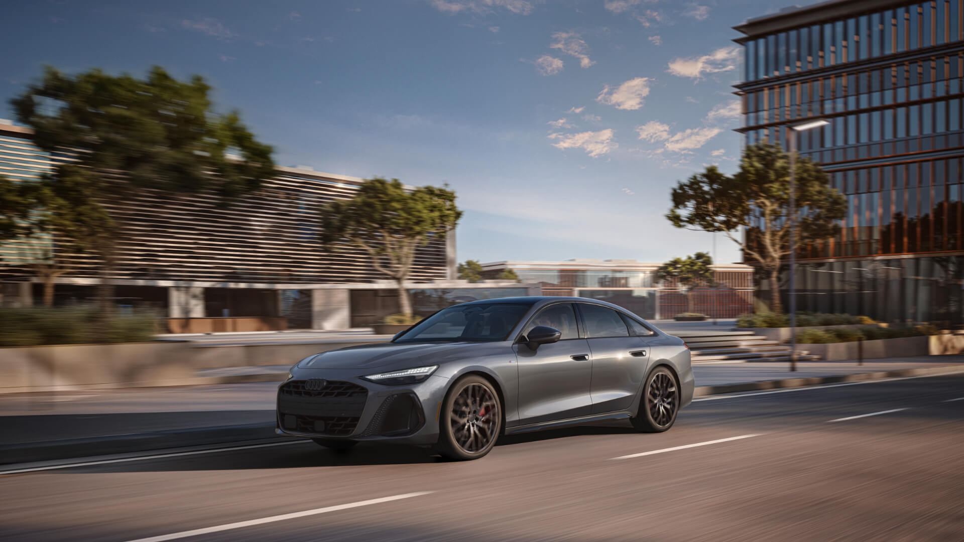 2026 Audi A6 Sedan Exterior Driving Fast On City Street