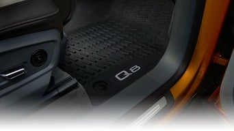 Close-up on the all-weather floor mats.