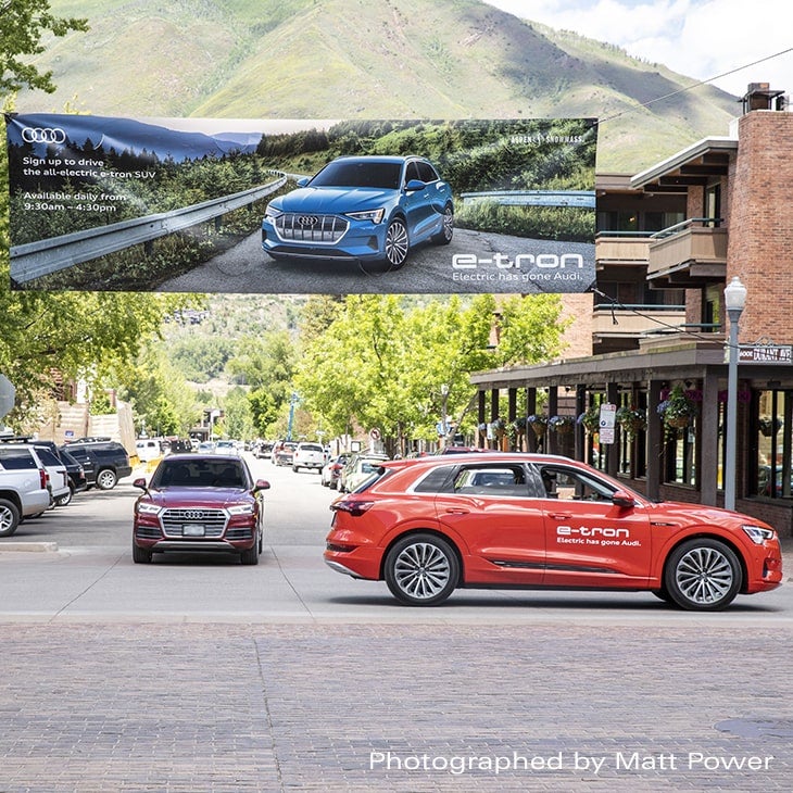 Audi vehicle parked in the city of Aspen.