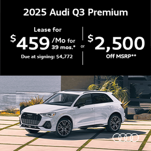 Audi Q3 parked by cliff