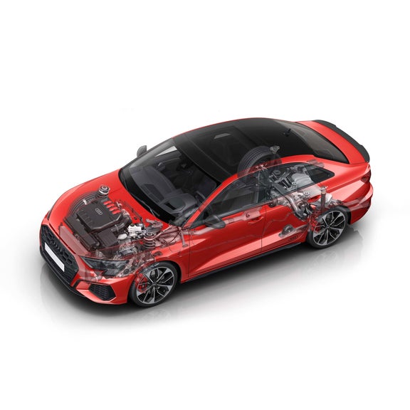 Close-up of the gearbox in the Audi S3.