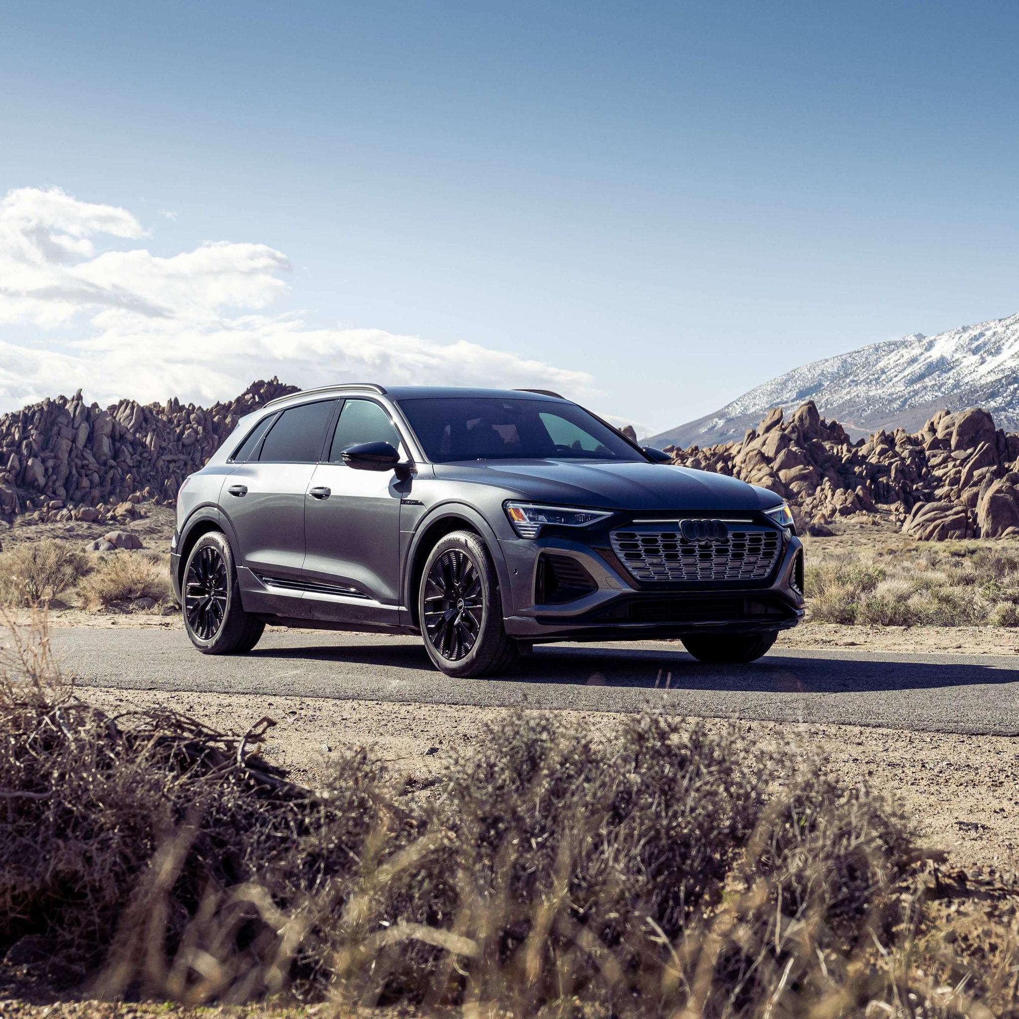 Left profile view of an Audi Q5 driving.