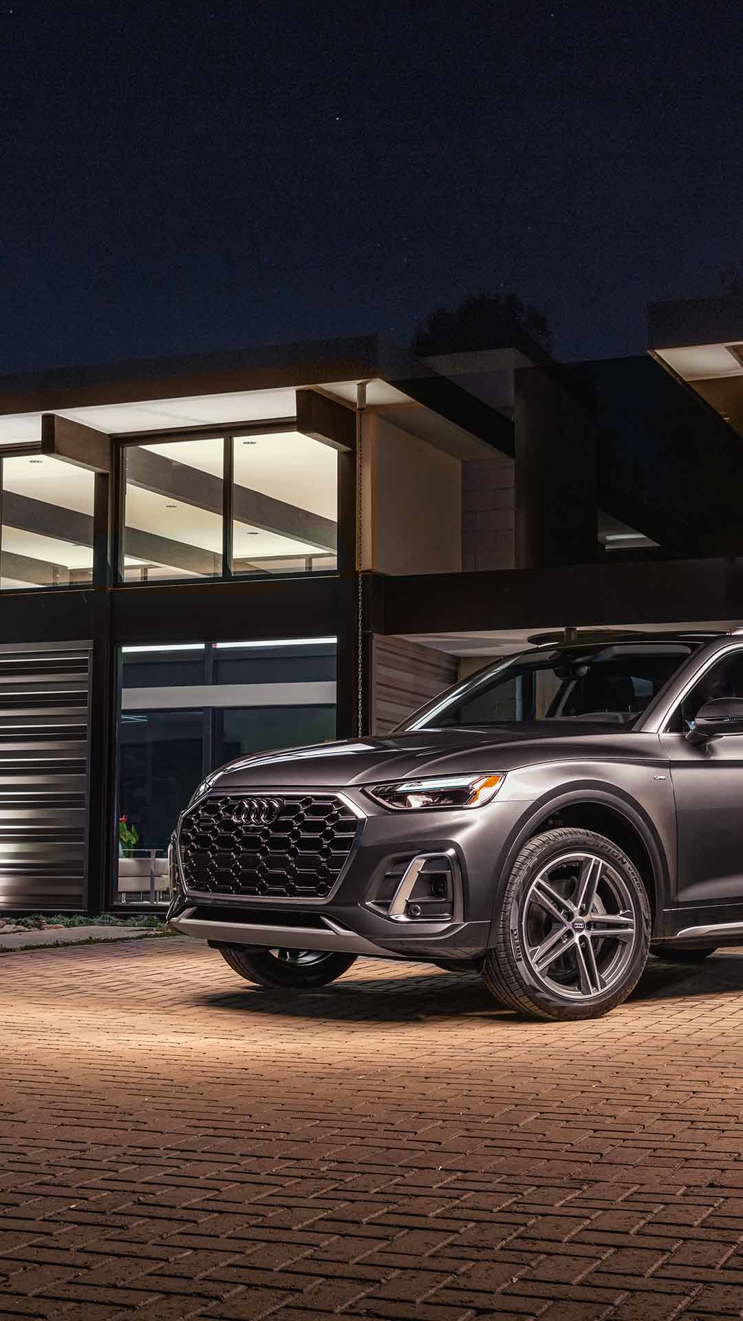 Three quarter view of an Audi Q5 parked.