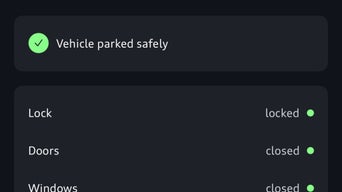 Close-up of the vehicle status report interface on the myAudi app.