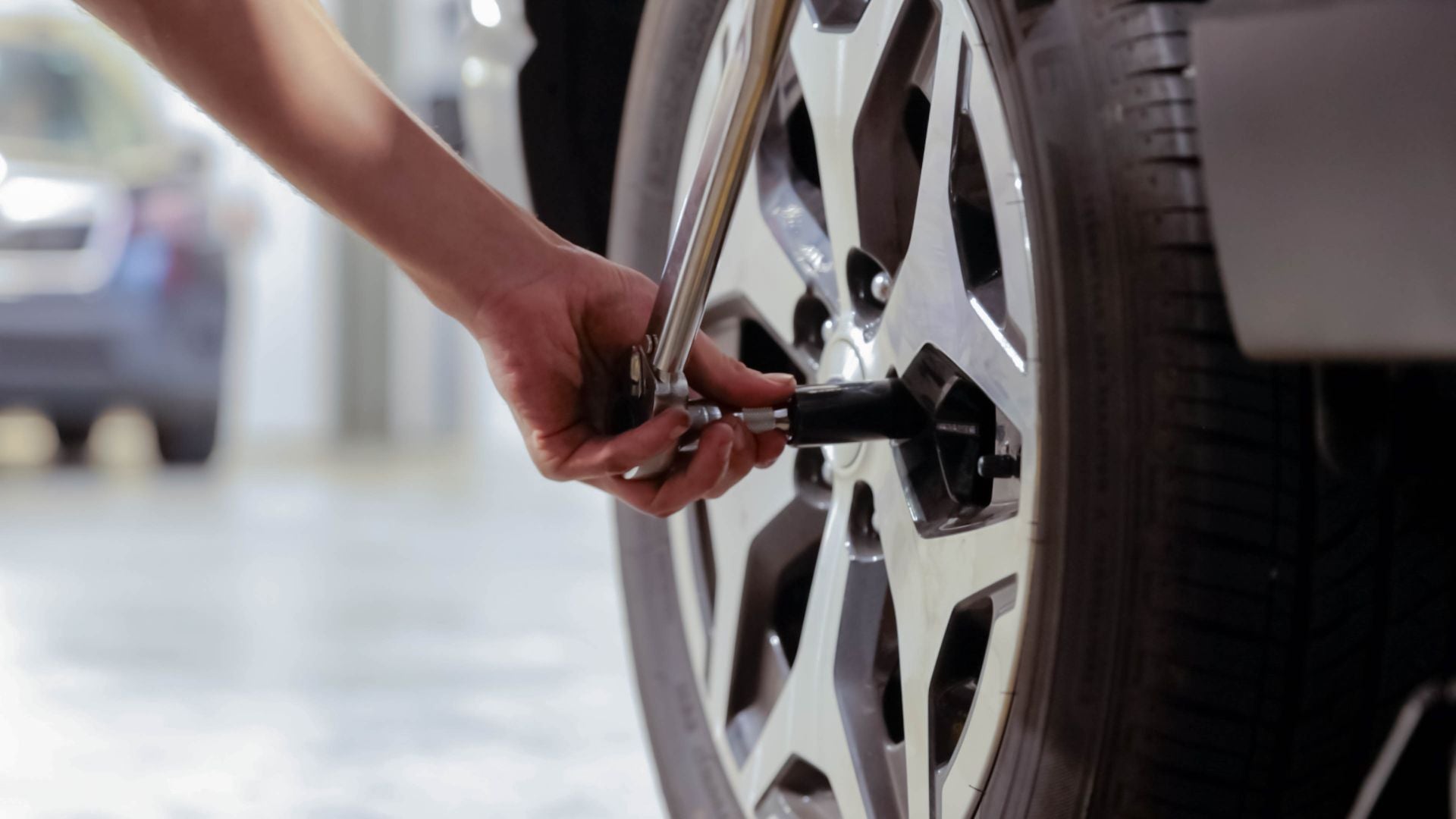 Tire being adjusted