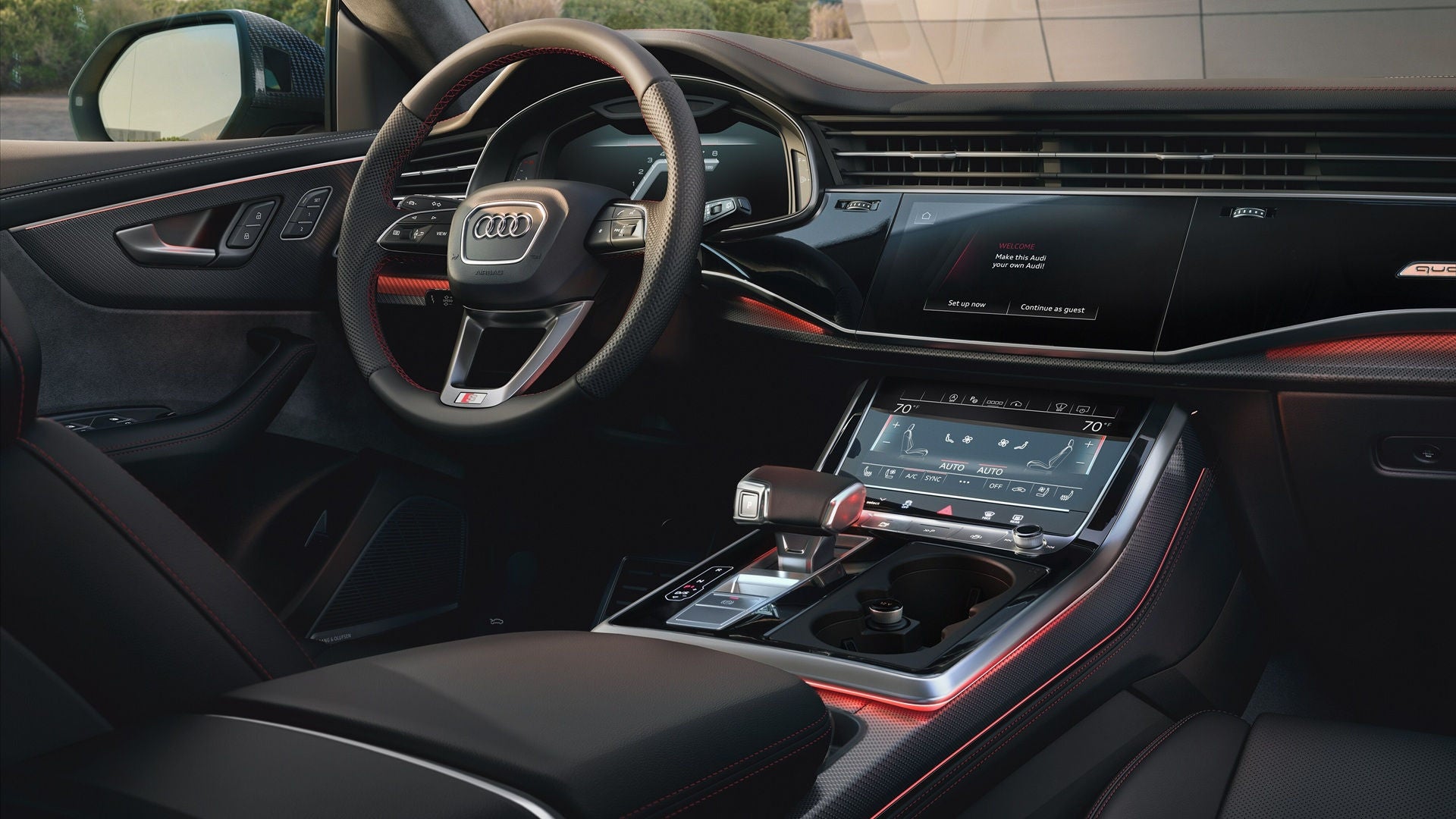 Dashboard and interior of a 2027 Audi Q8.