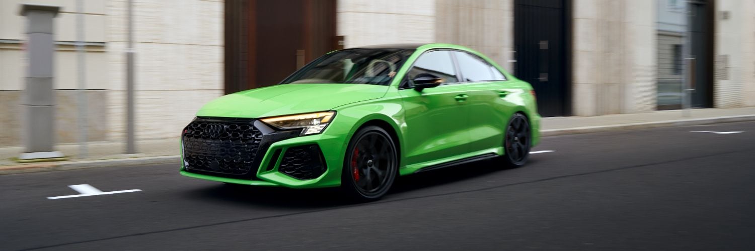 Audi RS3 driving on the road