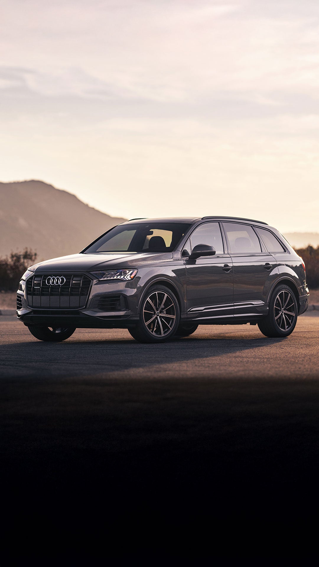 Left side of an Audi Vehicle parked. 