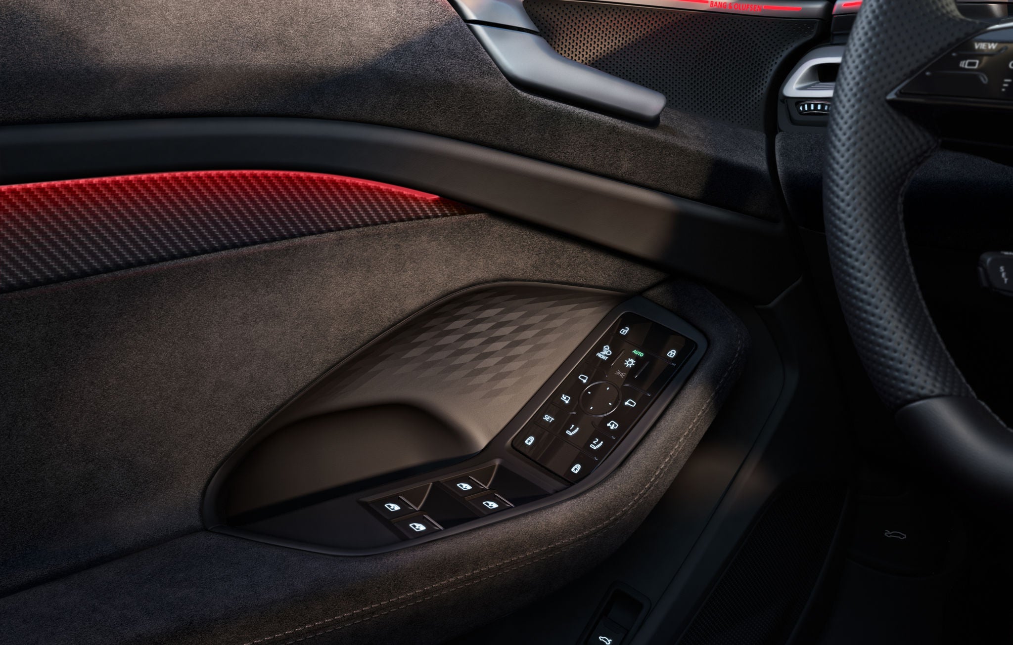 Closeup image of interior door panel of the all-new 2026 Audi Q6 Sedan