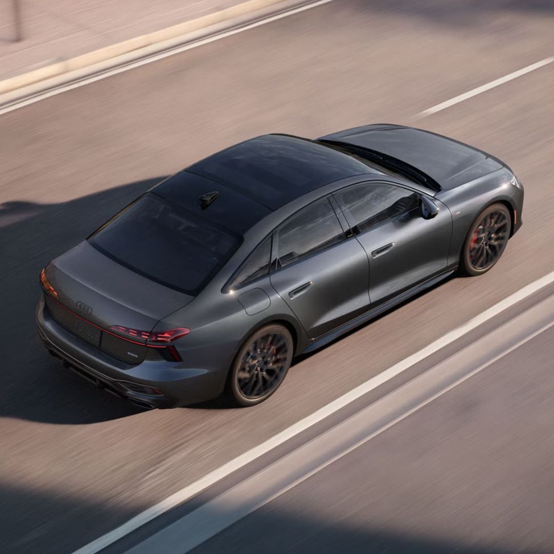 top view image of an all-new 2026 Audi A6 driving