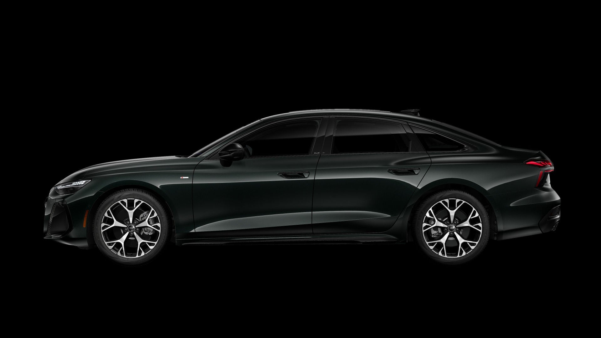Side-view of an Audi A6 sedan model.