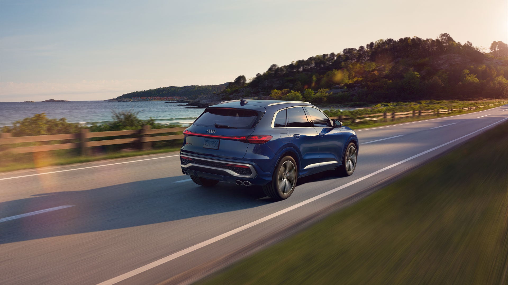 Back view of Audi SQ5 on highway