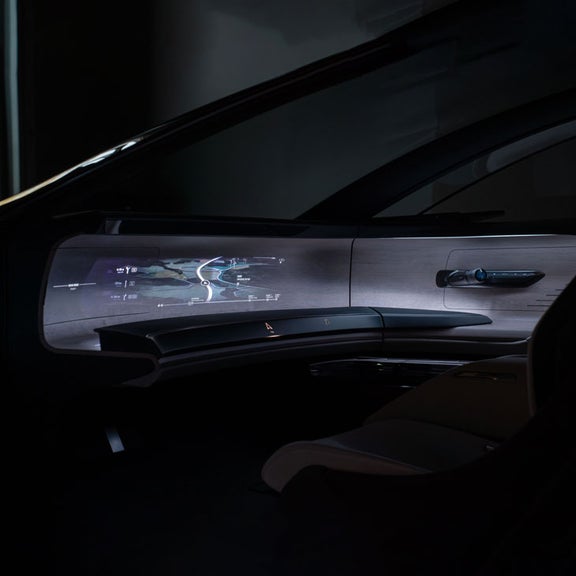 Close-up of the navigation display in the virutal cockpit of the Audi grandsphere concept. 