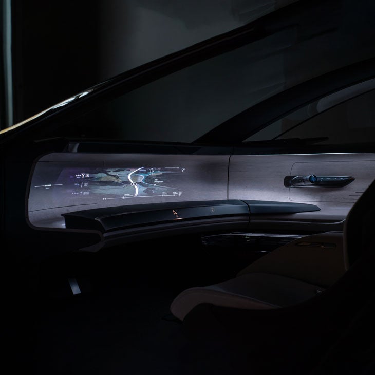 Close-up of the navigation display in the virutal cockpit of the Audi grandsphere concept.