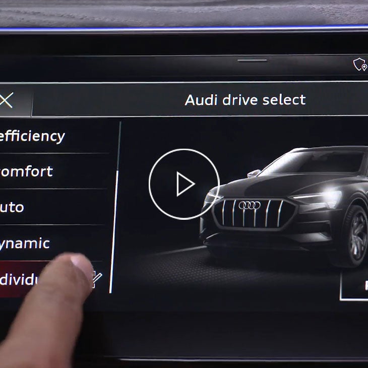 Close-up on the drive select screen on the Audi MMI.