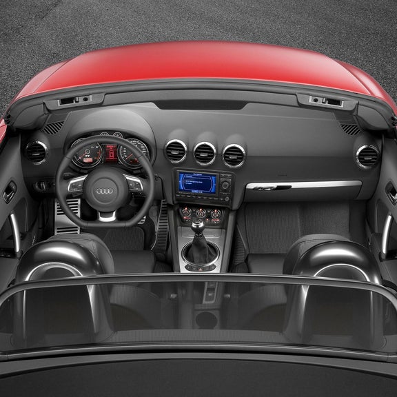 Aerial view of the interior cockpit of an Audi TT Roadster.