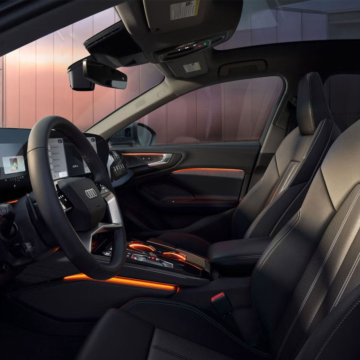 Interior view of the Audi A5, showing the front ventilated sport seats.