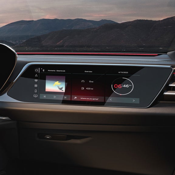 Close up on the passenger display in the Audi A6 Sedan. 