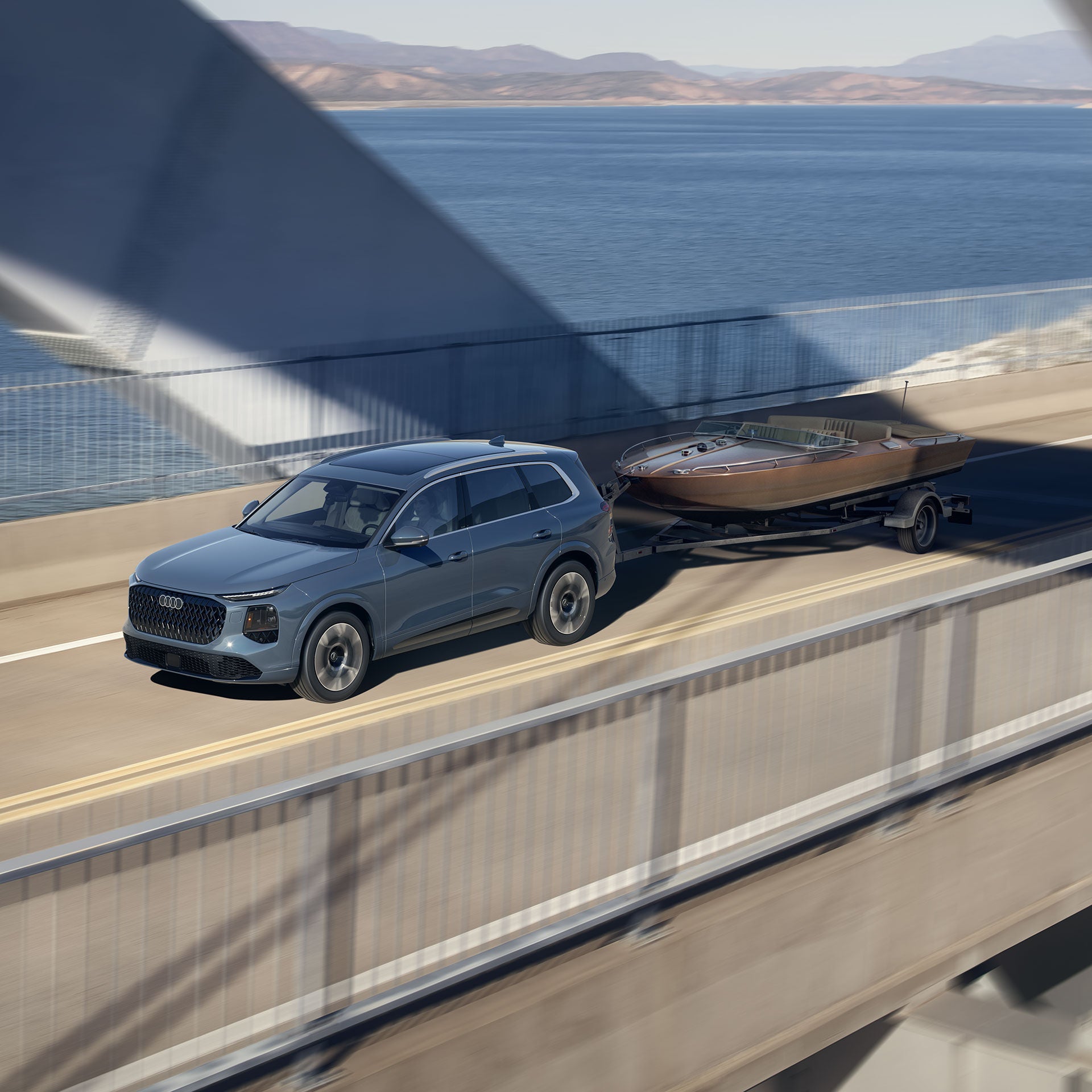 Arial view of the Audi Q7 in motion.