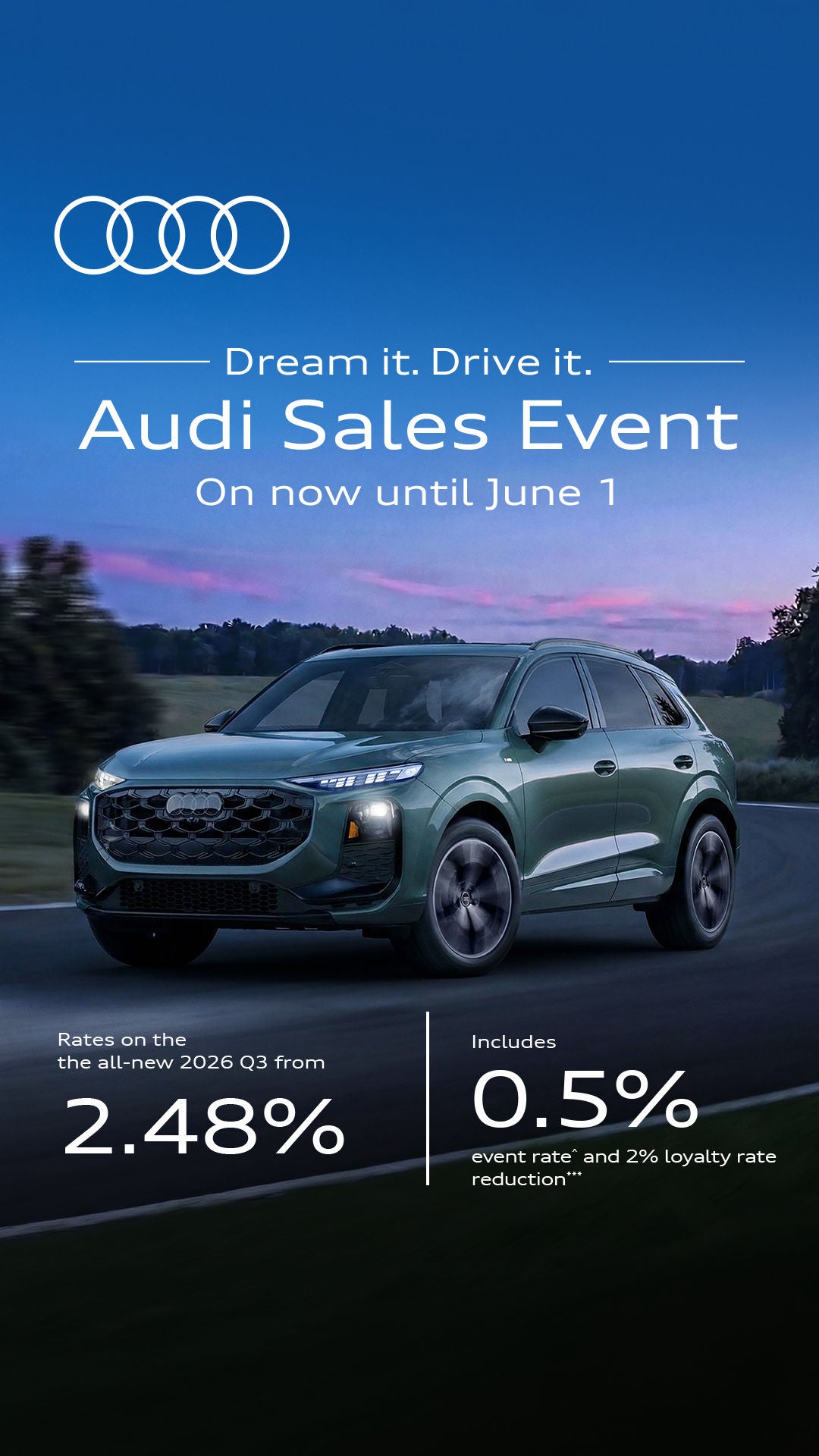 Audi 2025 Audi Q6 e-tron left profile driving.