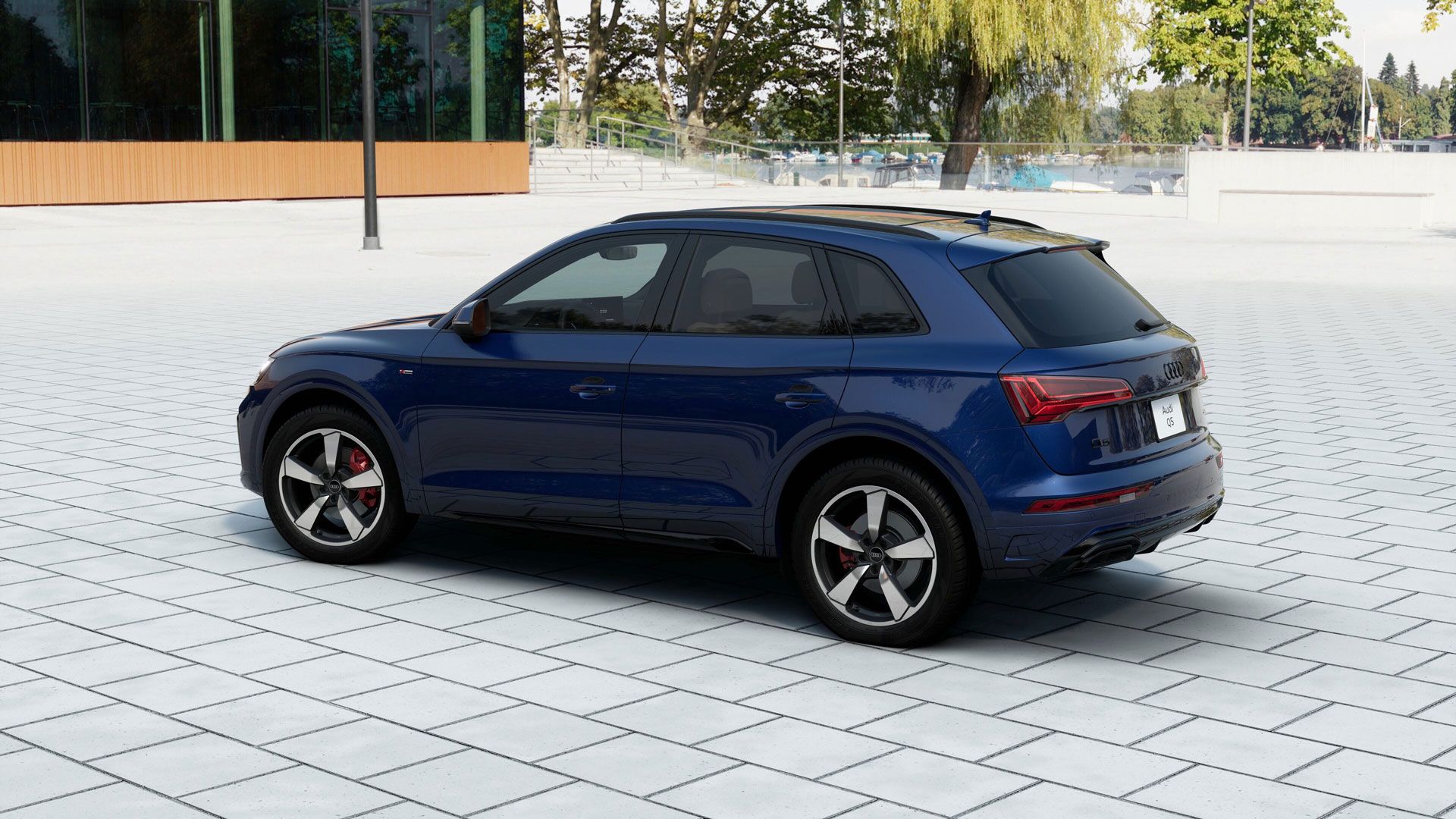 Exterior view of an Audi SQ5, parked.