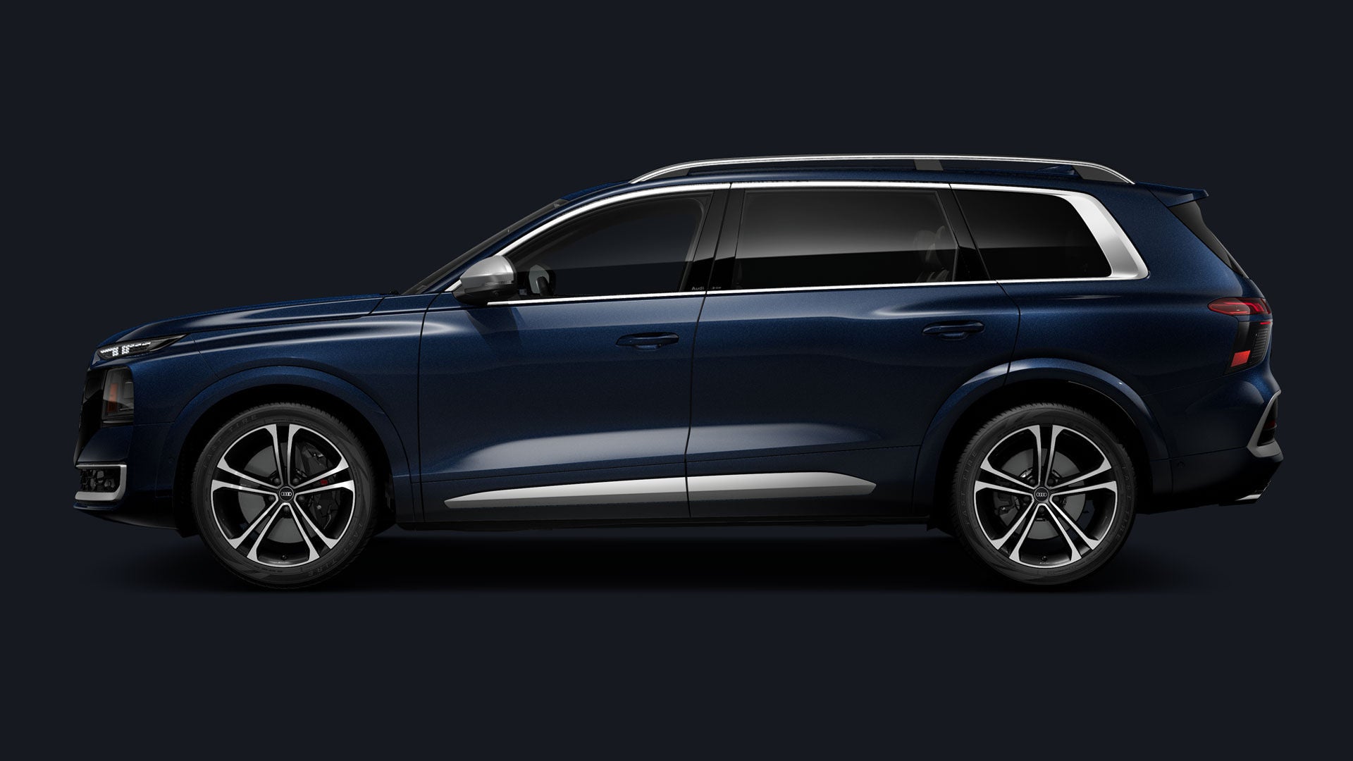 Side-view of a blue Audi SQ9.