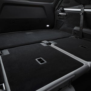 Image of the cargo space in the Audi Q9 with the third row seats folded down