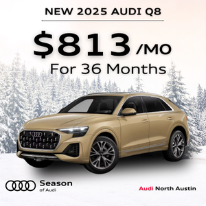 Front Side of Audi Q8 in wintery landscape