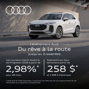 Audi Q3 2026 - Promotions Octobre 2026 chez Audi de Québec.
