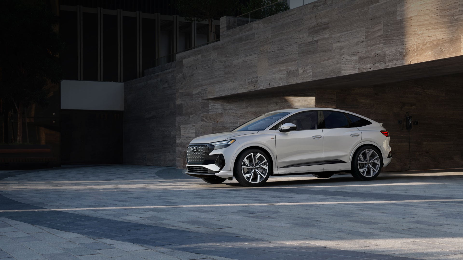 Parked Audi electric cars