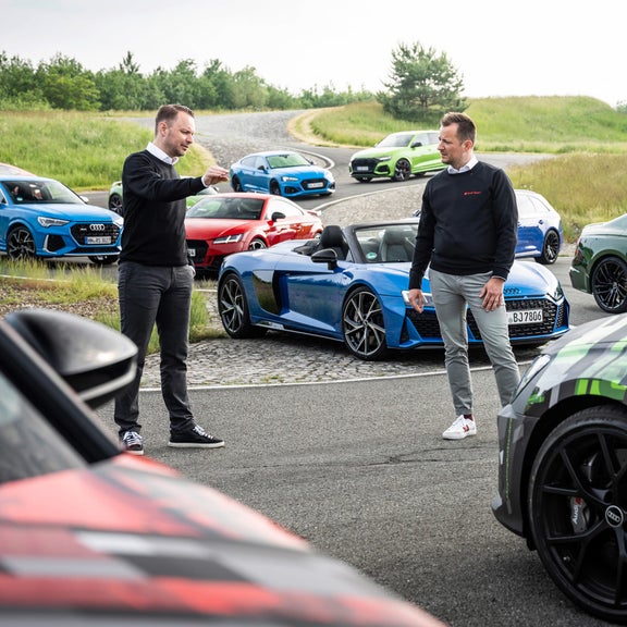 Photo of Sebastian Grams and Rolf Michl of Audi Germany.