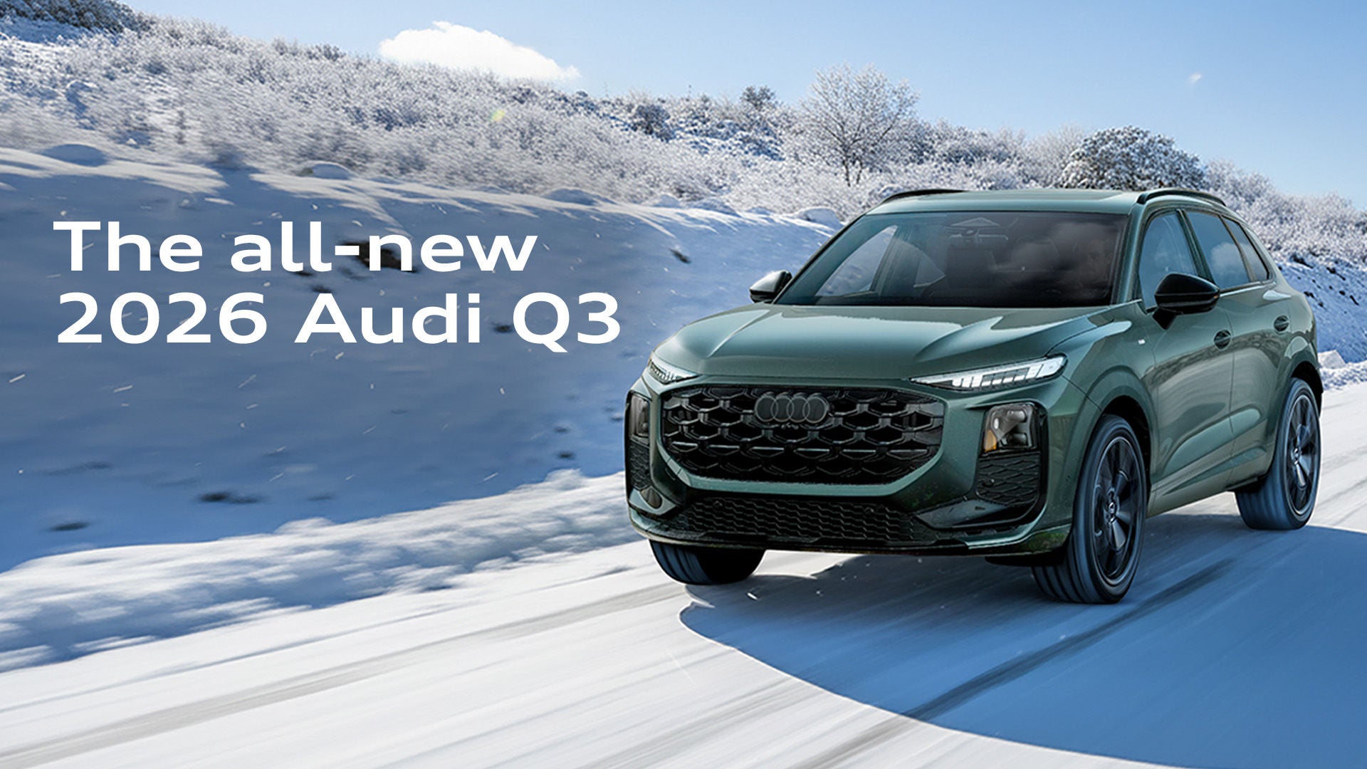 All new Audi Q3 driving through snow