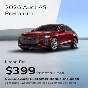 front facing 2026 Audi A5 Premium line driving