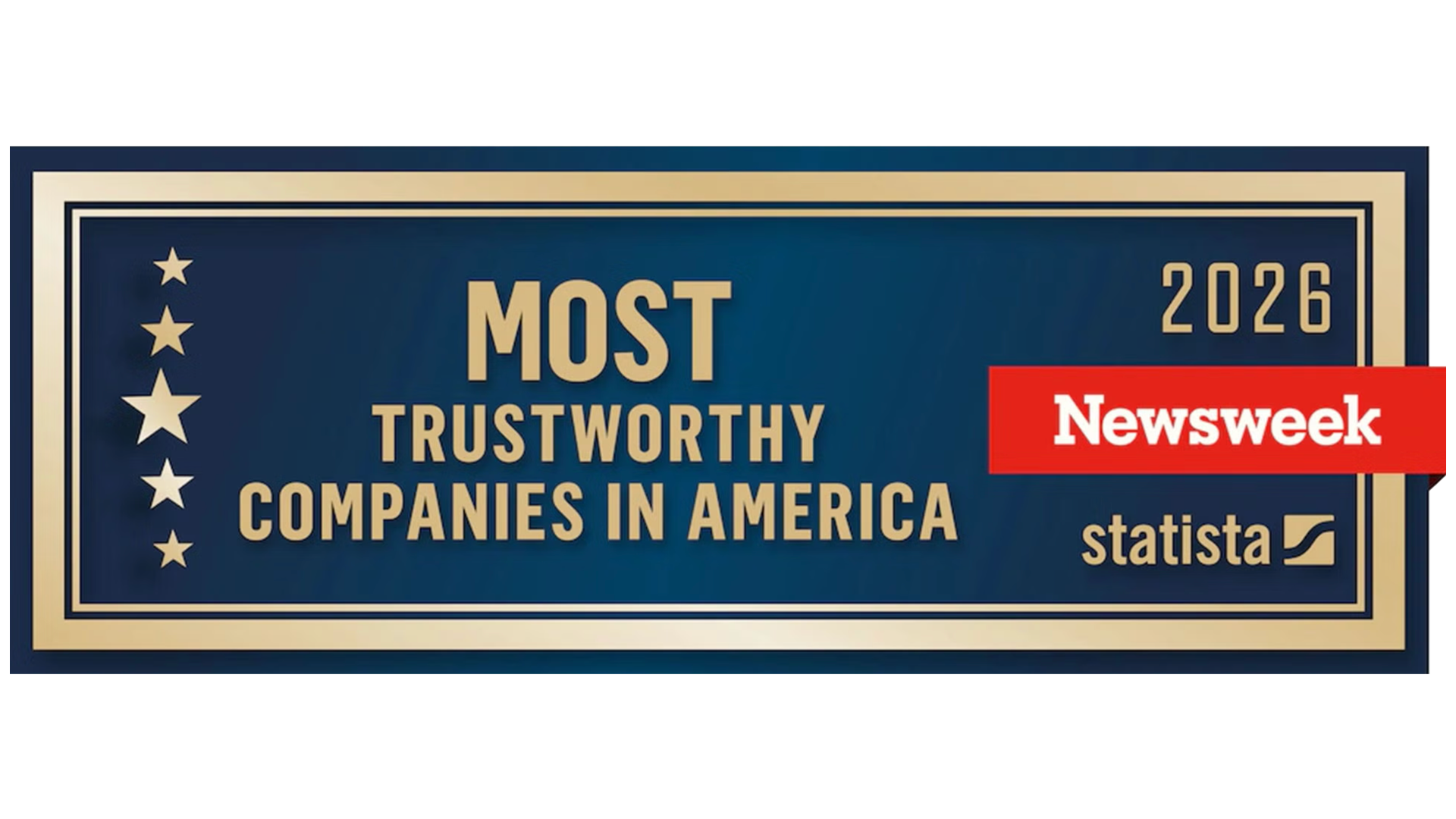 Banner image of the 2026 Most Trustworthy Companies in America award.