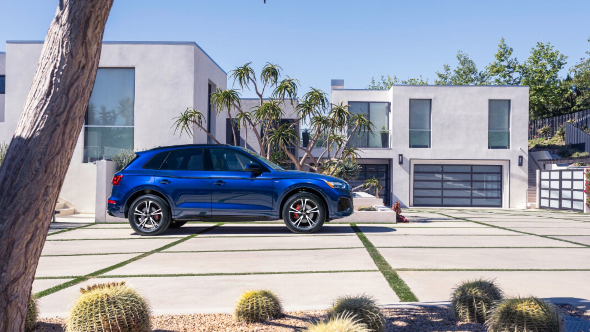 2025 Audi Q5 Exterior Parked In Driveway By Desert Plants