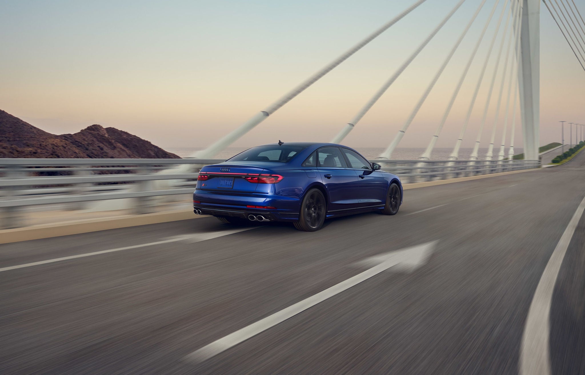 Audi S8 driving on the bridge