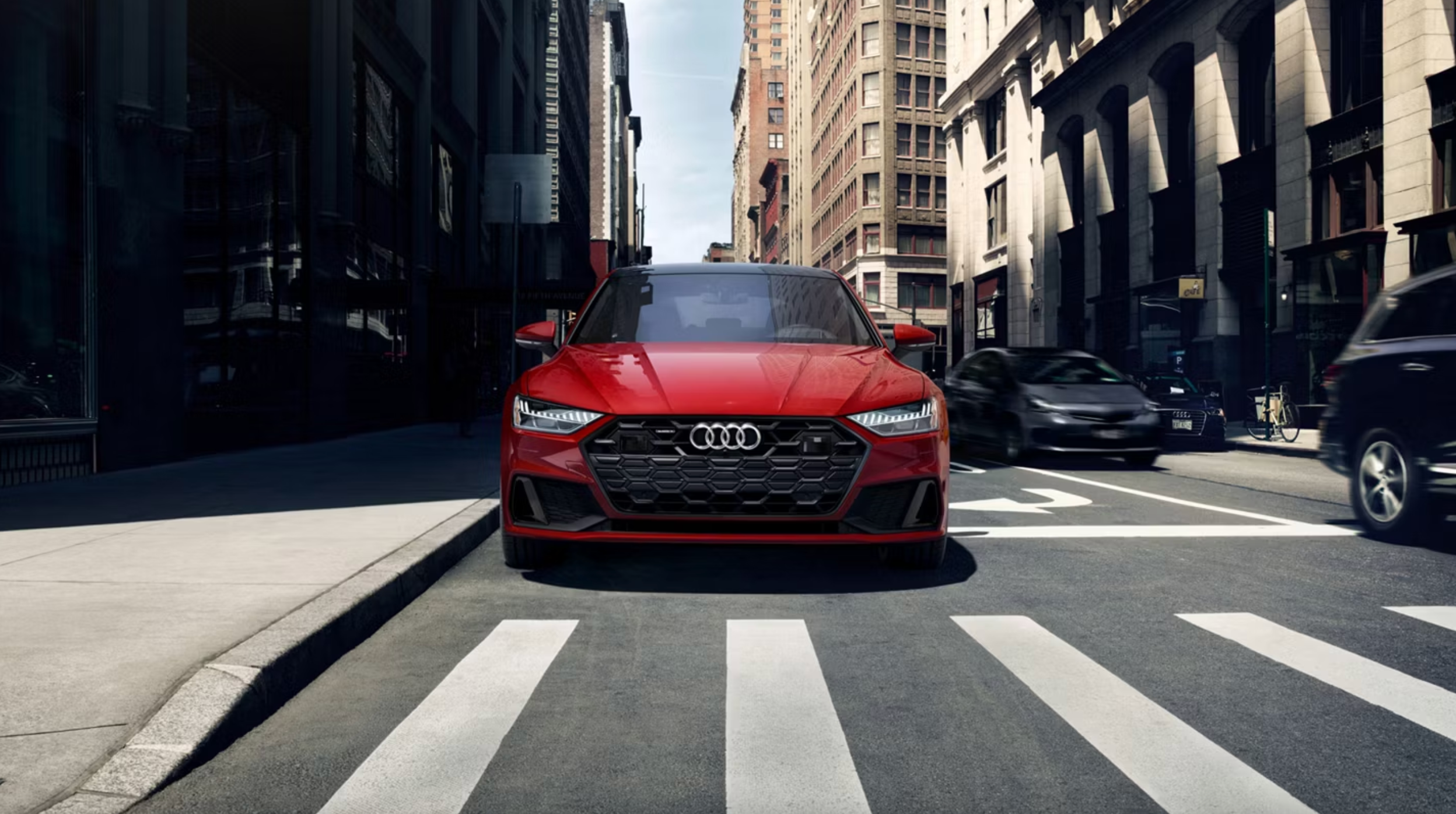 2025 Audi A7 Front Driving  in Grenadine Red Metallic near Youngsville, LA