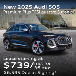 New 2025 Audi SQ5 Premium Plus TFSI quattro S tronic® Lease starting at $739/ mo. for  36 mos. $6,595 Due at Signing