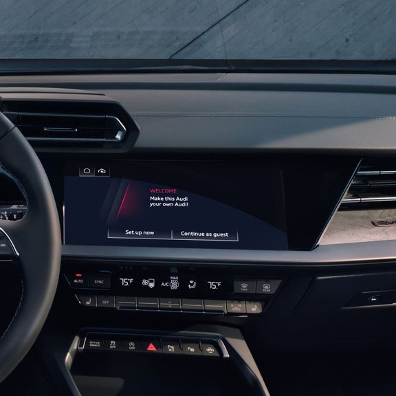 Close-up of the MMI touch display system in the Audi A3.