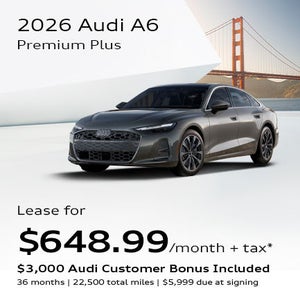 front facing 2026 Audi A6 Sedan Premium Plus driving