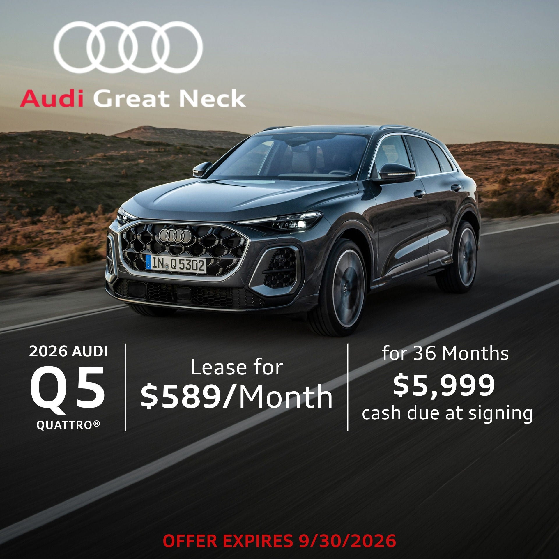 September 2026 Audi Q5 quattro® Lease Offer