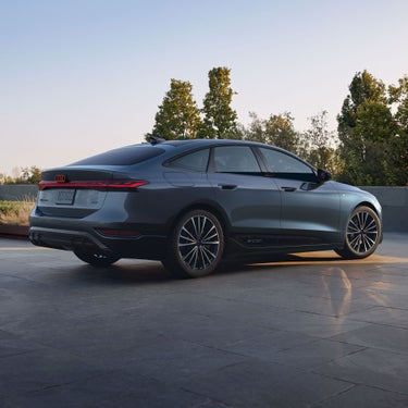 3/4 rear view of the Audi A6 Sportback e-tron.