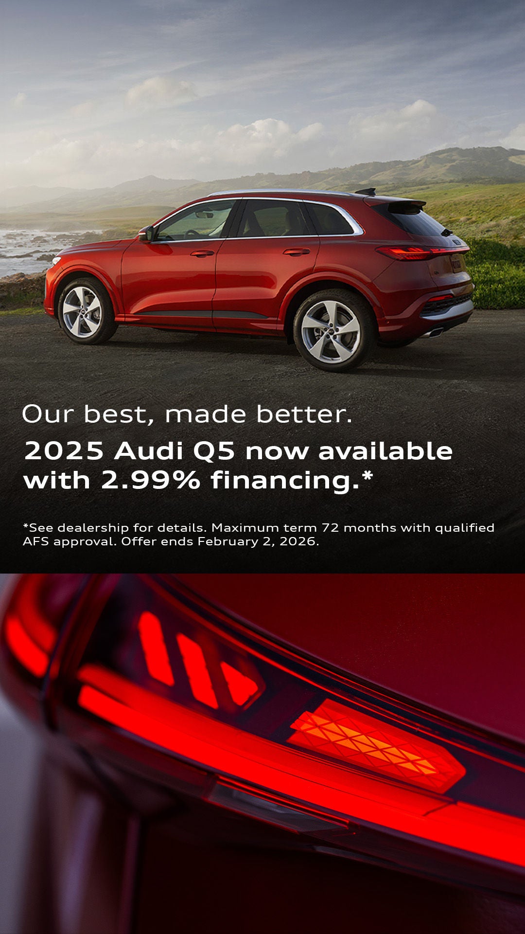 Front angle view of Audi's in a lineup.