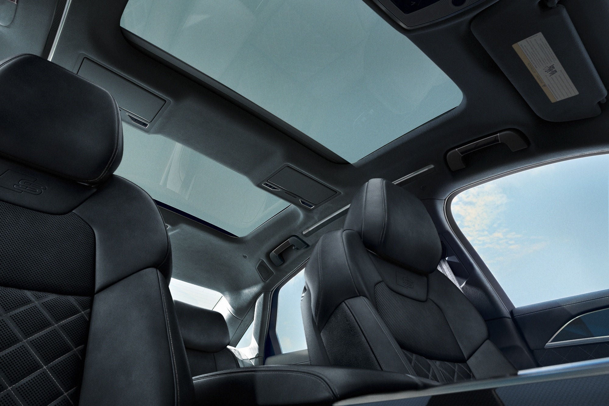 Interior view of Audi S8 front seats